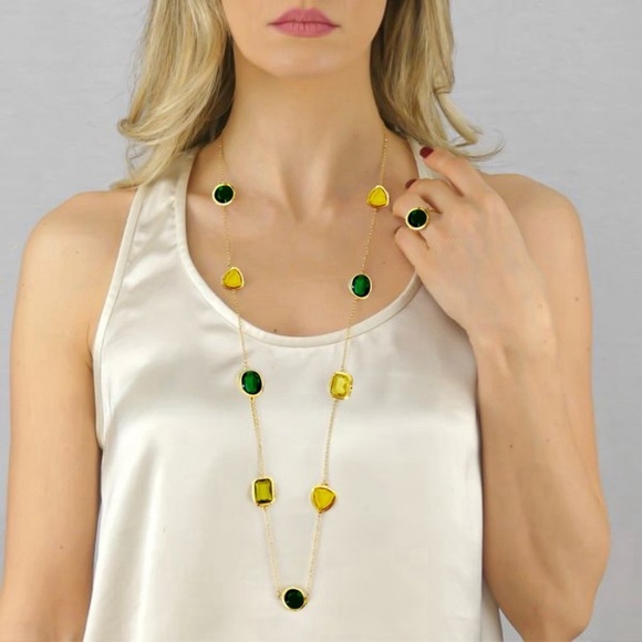 KATE SPADE • Green Hancock Park Rosary Station Crystal Necklace - Picture 2 of 9